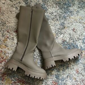 Faux Leather calf high boots